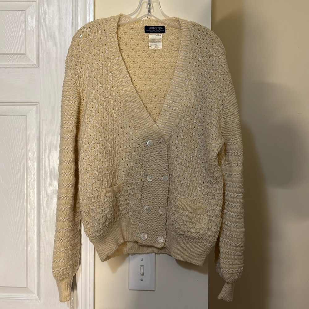 Vintage Burberry  hand knit men’s cardigan
